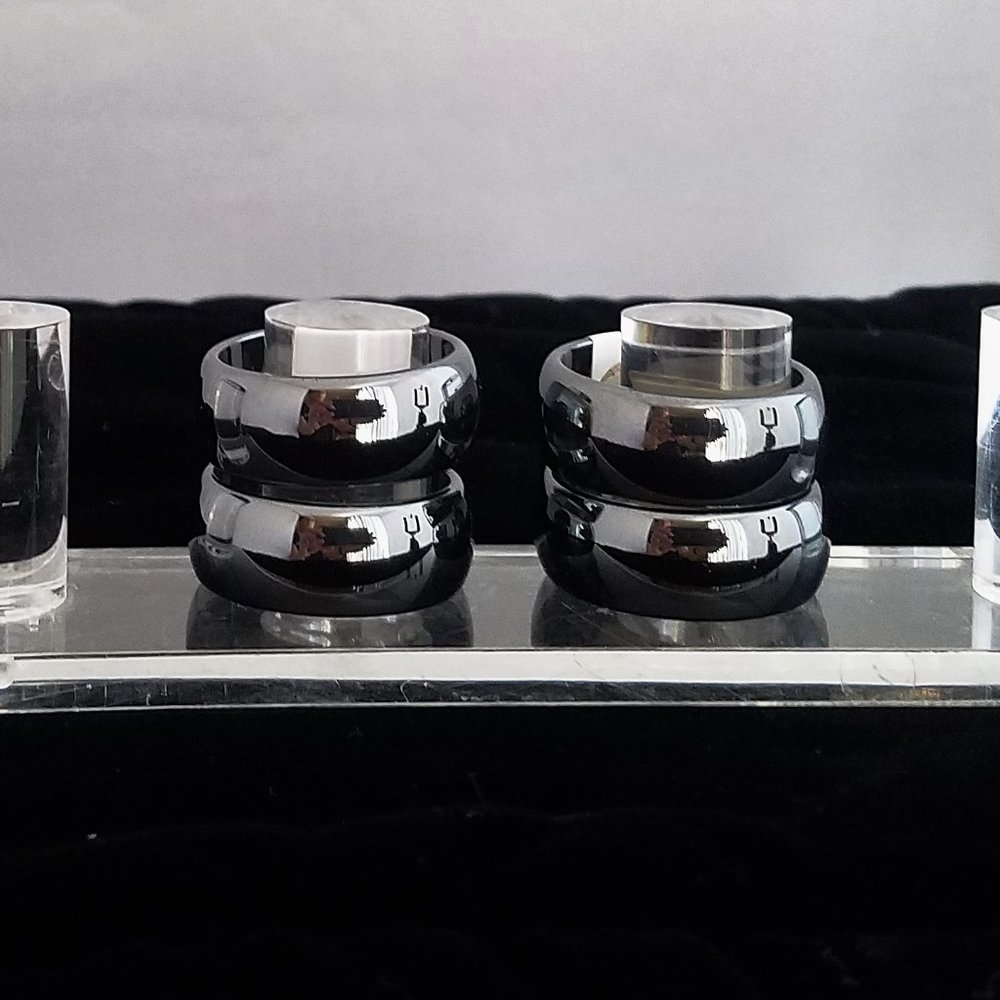 Set of 2 MENS Sz 11.75 HEMATITE rings Unisex - Picture 6 of 7